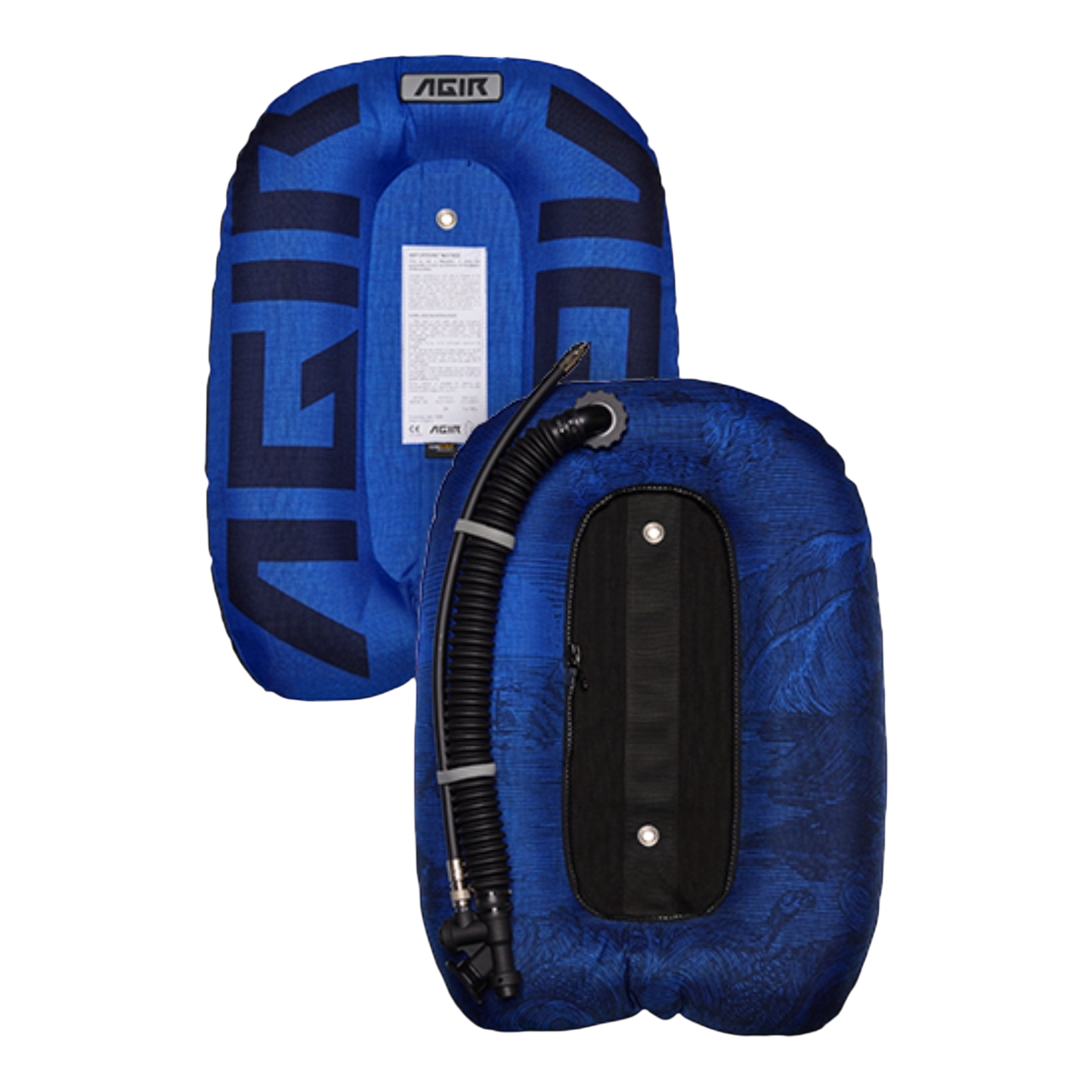 Sacco subacqueo monobombola AGIR Black Bird in Cordura 1000 con piastra in acciaio e inflatore tecnico. Blu