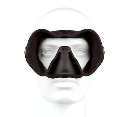 Maschera da sub C4 Skyline a vetro singolo con trattamento lenti anti-fog, mostrata in varie varianti di colore tra cui nero.