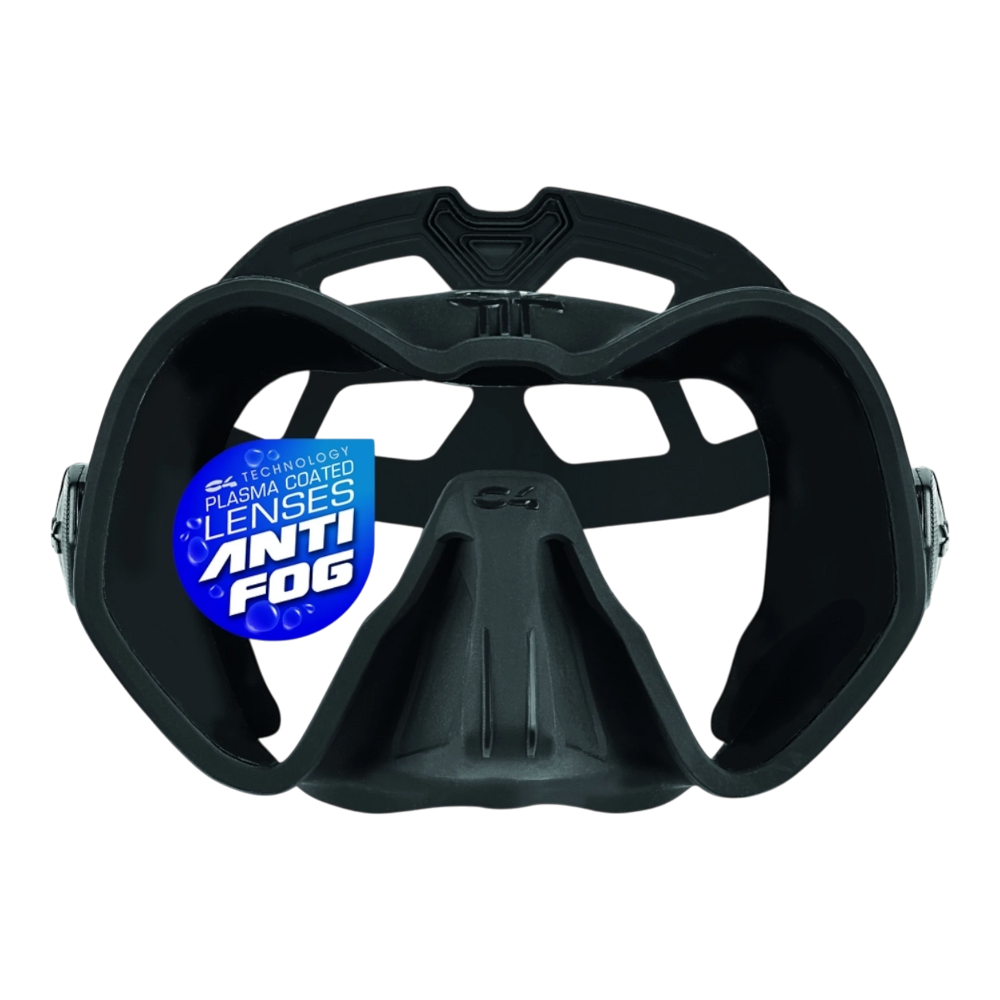 Maschera da sub C4 Skyline a vetro singolo con trattamento lenti anti-fog, mostrata in varie varianti di colore tra cui nero.