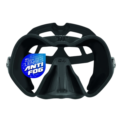 Maschera da sub C4 Skyline a vetro singolo con trattamento lenti anti-fog, mostrata in varie varianti di colore tra cui nero.