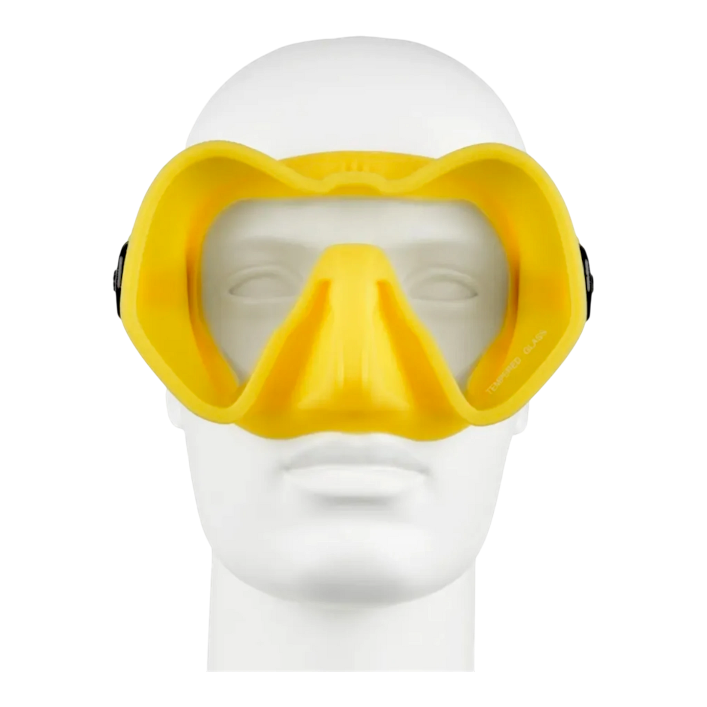 Maschera da sub C4 Skyline a vetro singolo con trattamento lenti anti-fog, mostrata in varie varianti di colore tra cui giallo