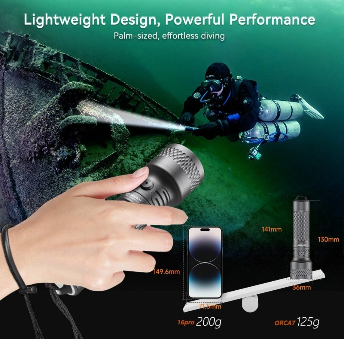 OrcaTorch Orca7 3000 lumen doppia batteria